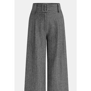Commense Belted Herringbone Wide-Leg Pants, S